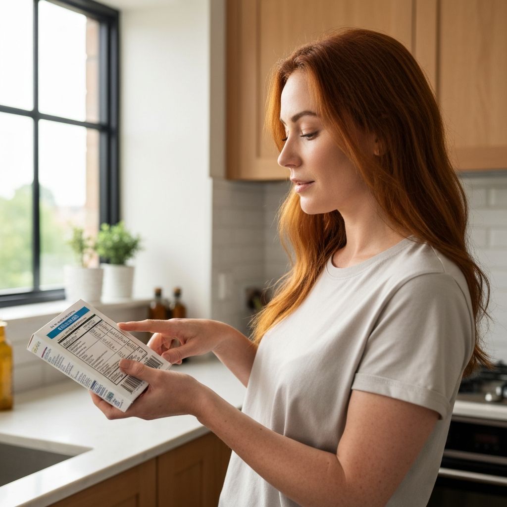 Frau liest Lebensmitteletikett